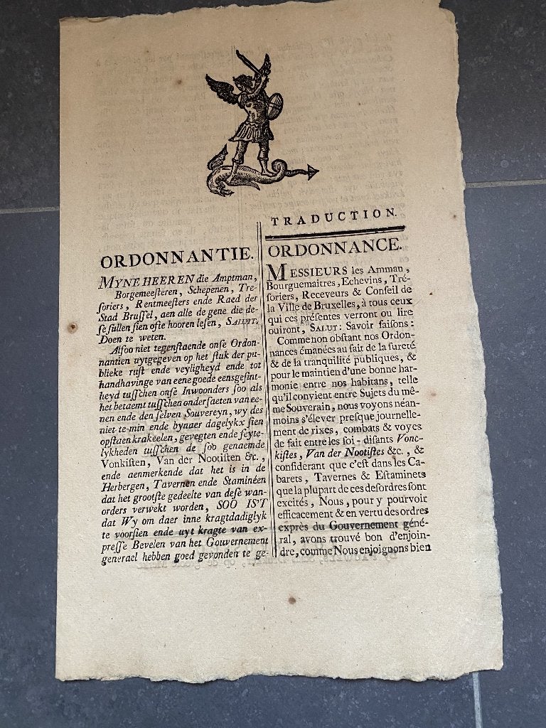 Brabantse omwenteling 1791 Tavernes verbod Vonck Van de Noot, Ophalen of Verzenden
