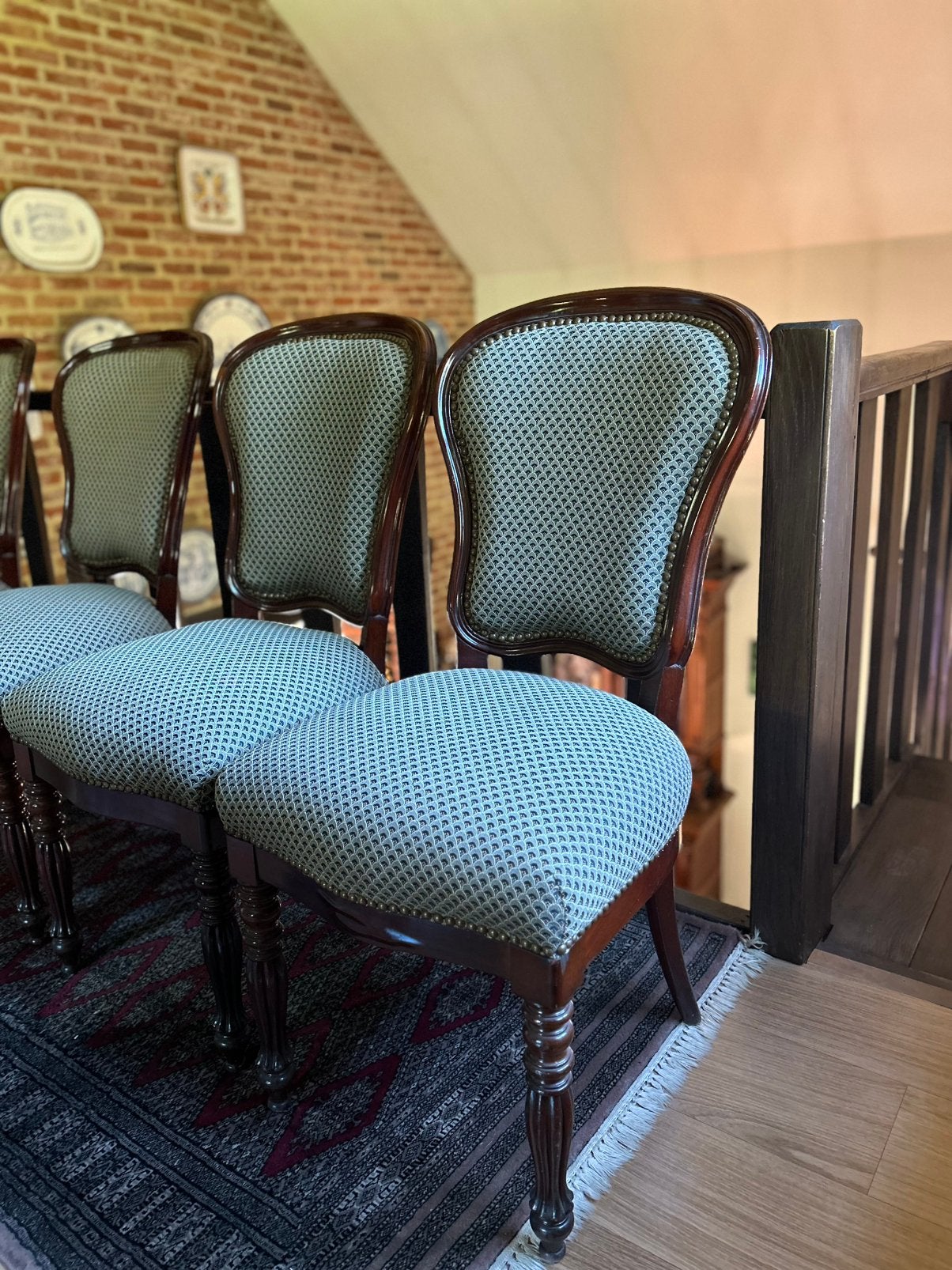Set van 4 antieke stoelen, Vintage, Comme neuf, Brun, Enlèvement