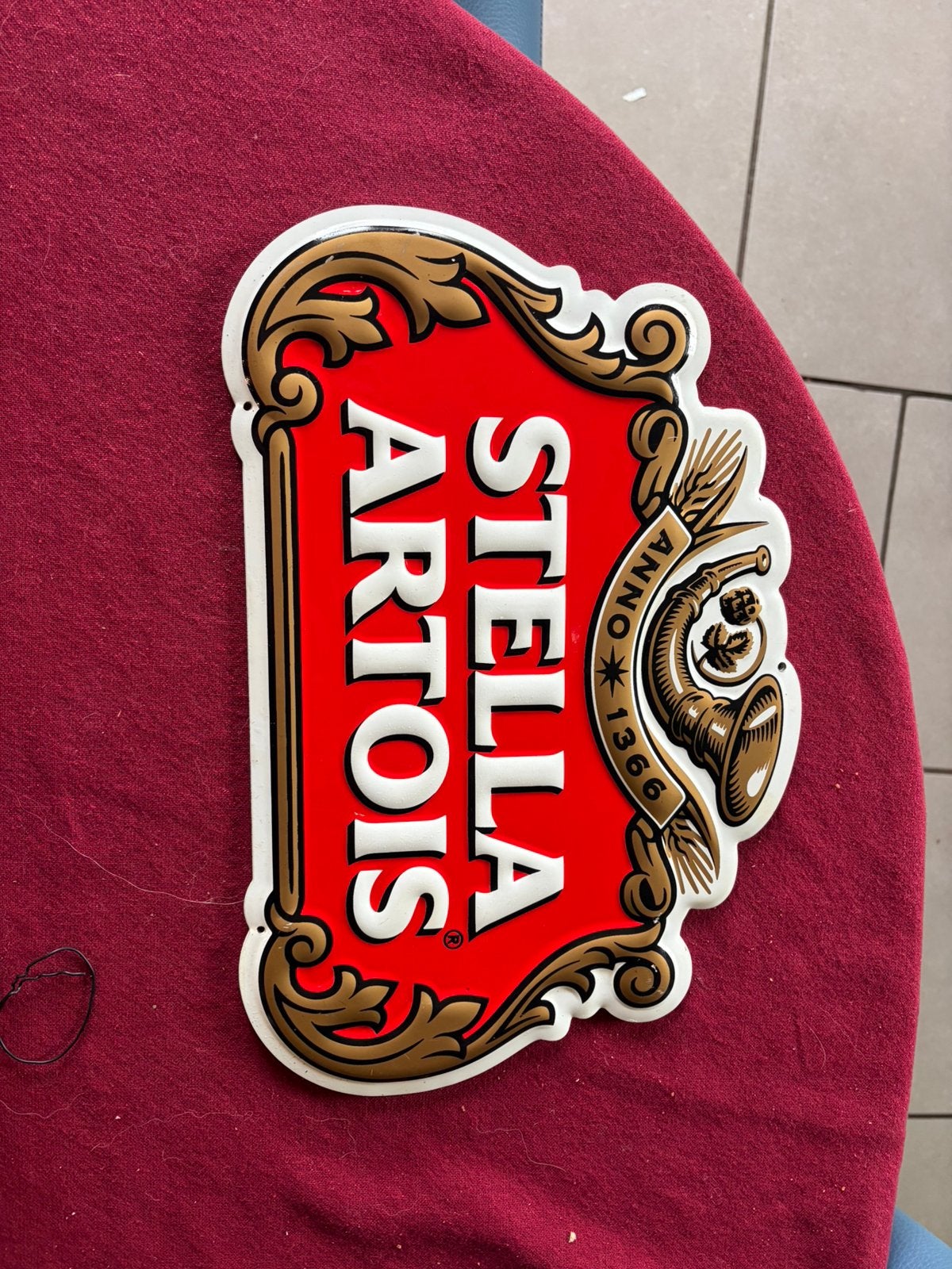 Blikken bord stella artois, Ophalen, Gebruikt, Reclamebord, Plaat of Schild, Stella Artois