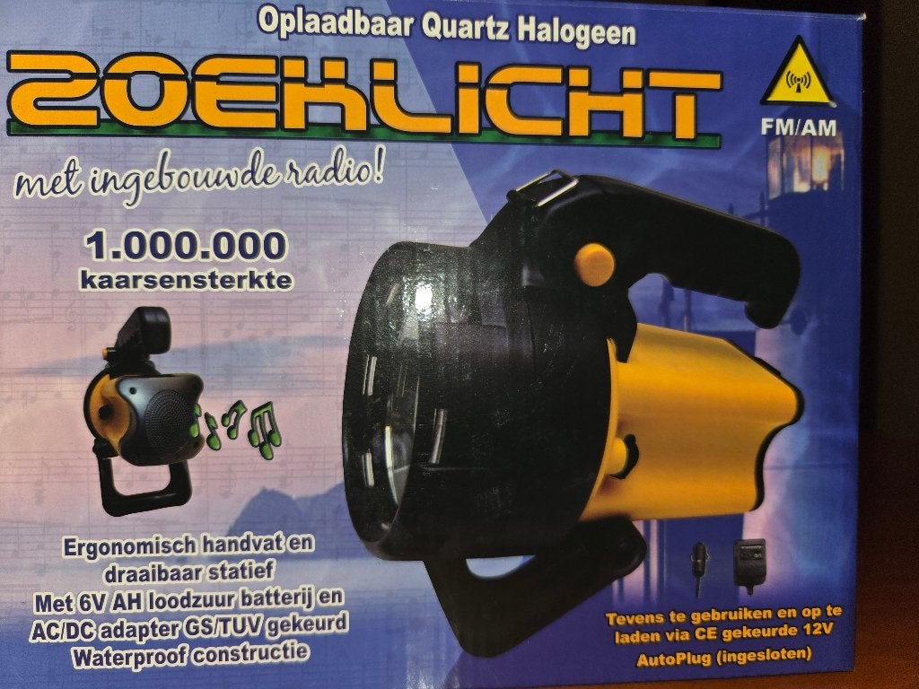 Oplaadbaar halogeen zoeklicht waterdicht met radio FM / AM, Ophalen of Verzenden, Nieuw
