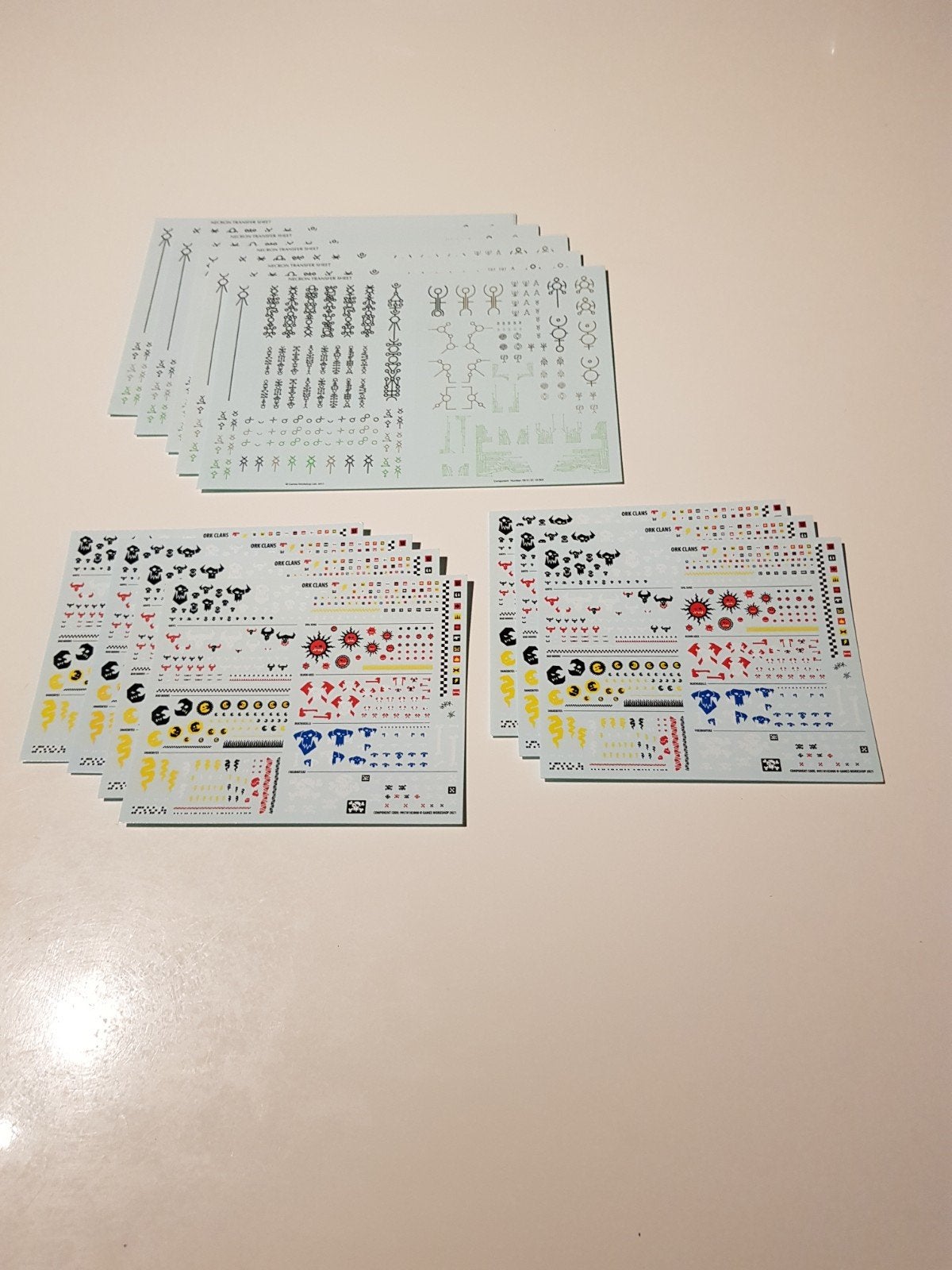 WH40k: transfer sheets: 5x necrons, 7x orks : nieuw, Ophalen of Verzenden, Nieuw, Accessoires