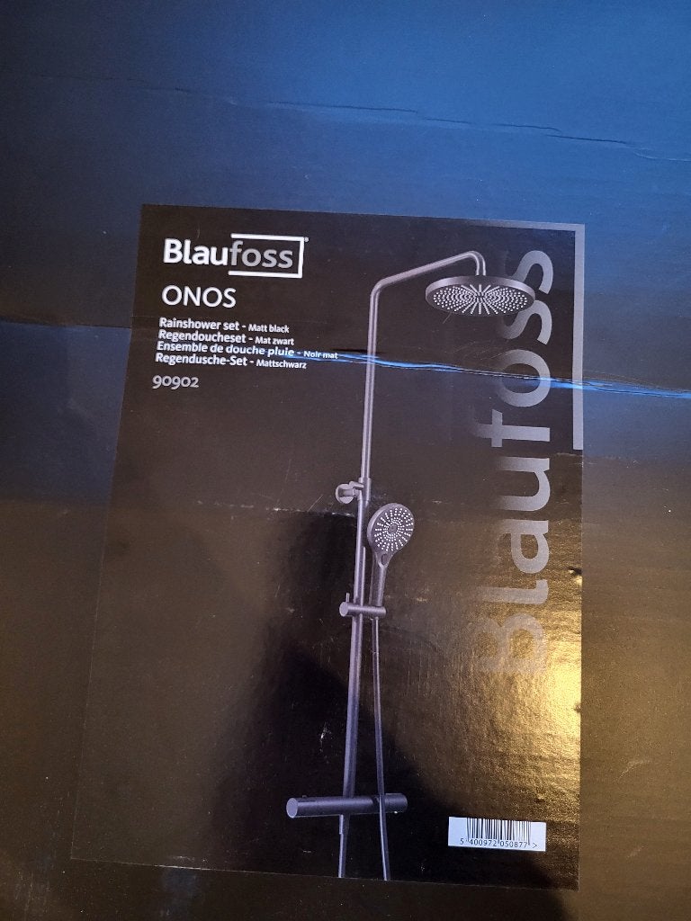 Blaufoss Onos regendoucheset Mat zwart, Doe-het-zelf en Bouw, Sanitair, Ophalen, Nieuw, Kraan