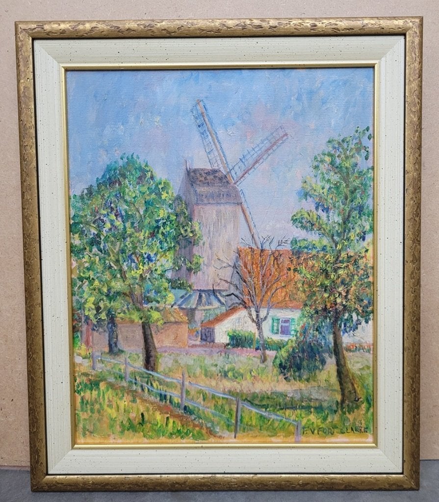 Françoise CLARKE FORT, molen te Latem, Doek, Impressionistisch, Ophalen of Verzenden, Gedateerd
