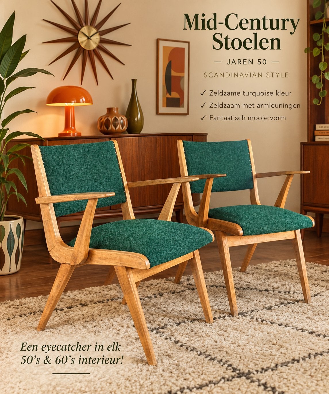 2x 1950’s scandinavian stoeltjes, Ophalen, Zo goed als nieuw