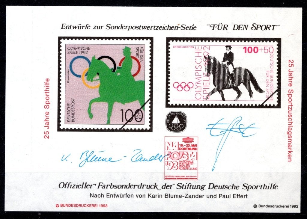 ALLEMAGNE Farbesonderdruck Stiftung Deutsche Sporthilfe 1992, Envoi, RFA, Affranchi