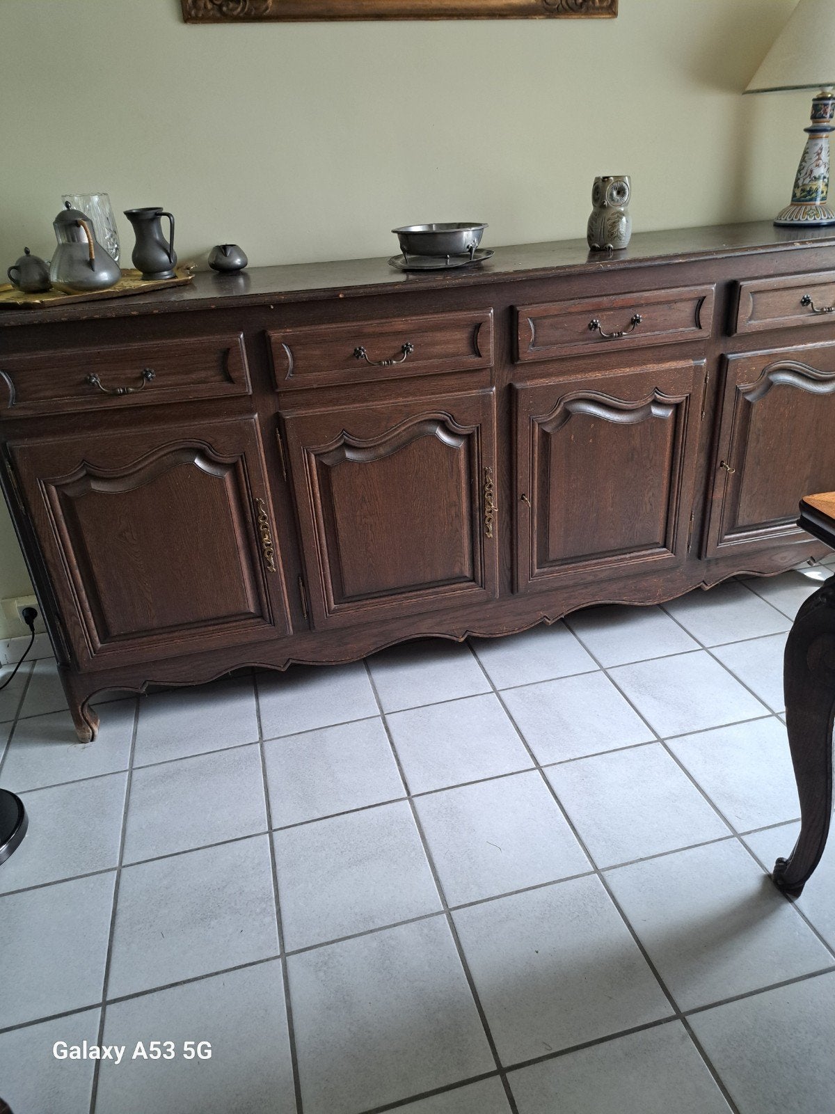 Gratis. Dressoir van massief eikenhout, Huis en Inrichting, Kasten | Dressoirs, Ophalen, Gebruikt, Eikenhout, 200 cm of meer
