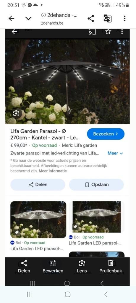 Parasol ledverlichting, Ophalen