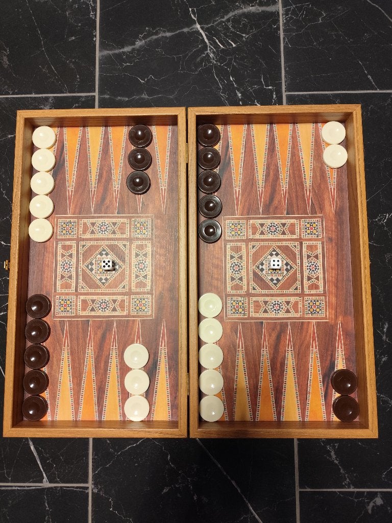 Backgammon en bois, Jeu de voyage, 1 ou 2 joueurs, Comme neuf, Enlèvement