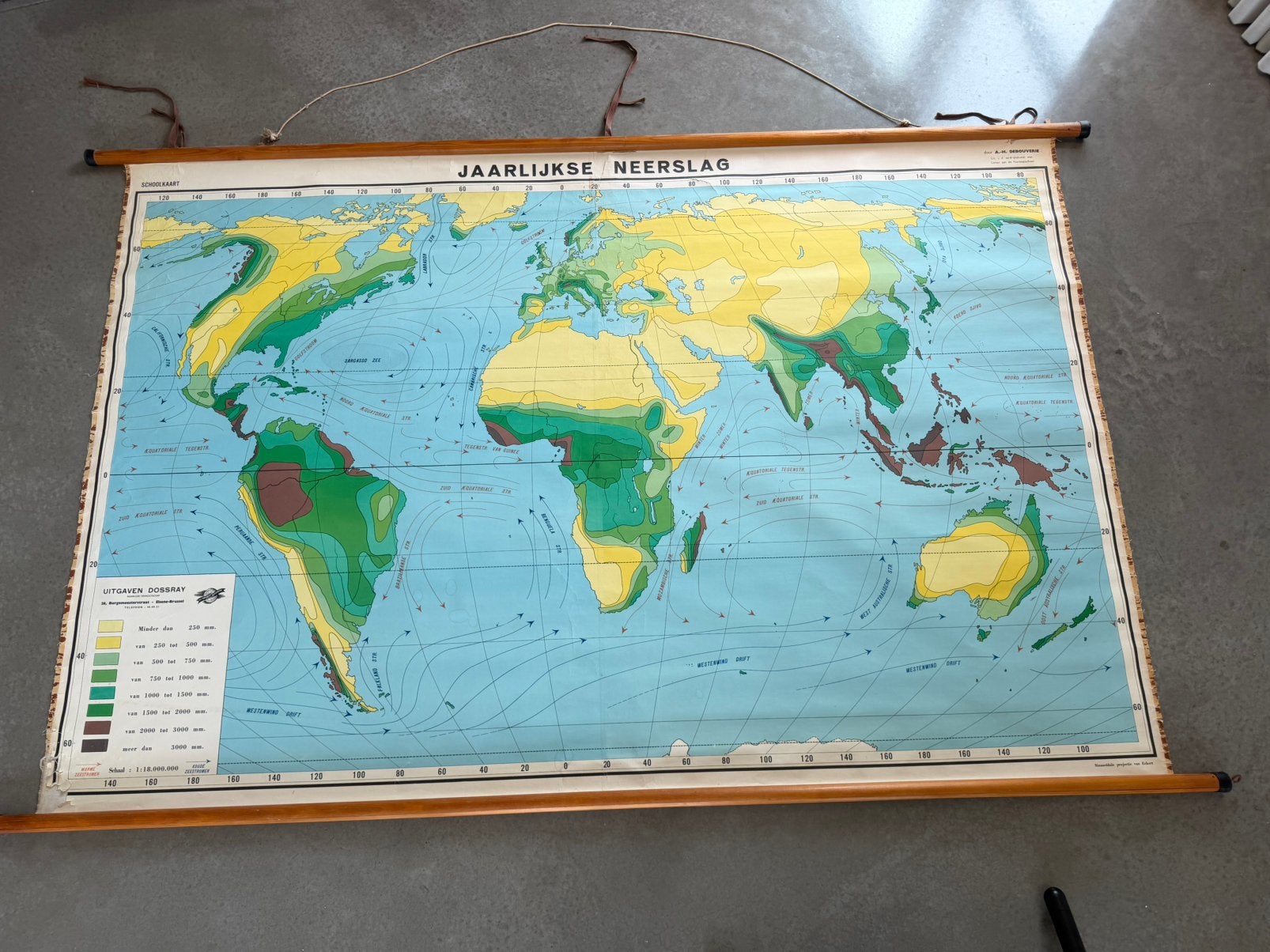 Wereldkaart jaarlijkse neerslag, Antiek en Kunst, Ophalen, Natuur en Biologie