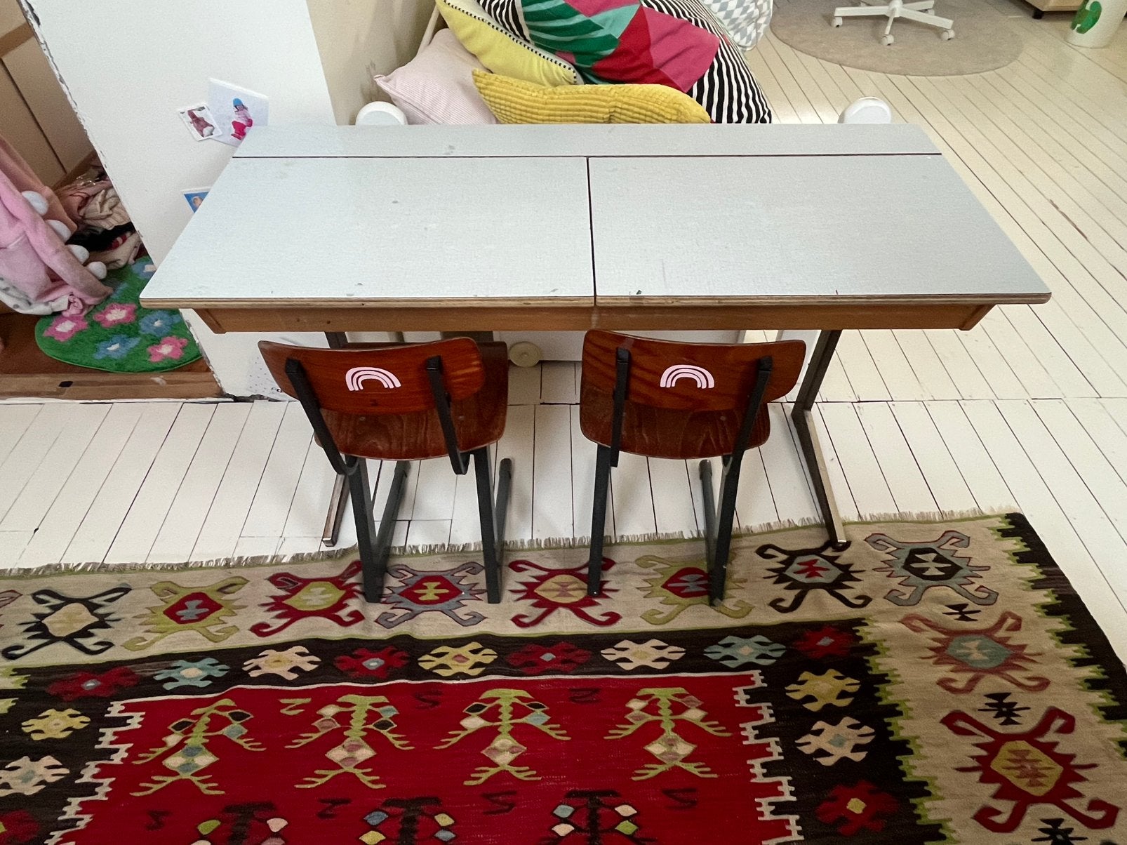 Bureau lagere school met 2 stoeltjes, Ophalen, Gebruikt, Tafel(s) en Stoel(en)