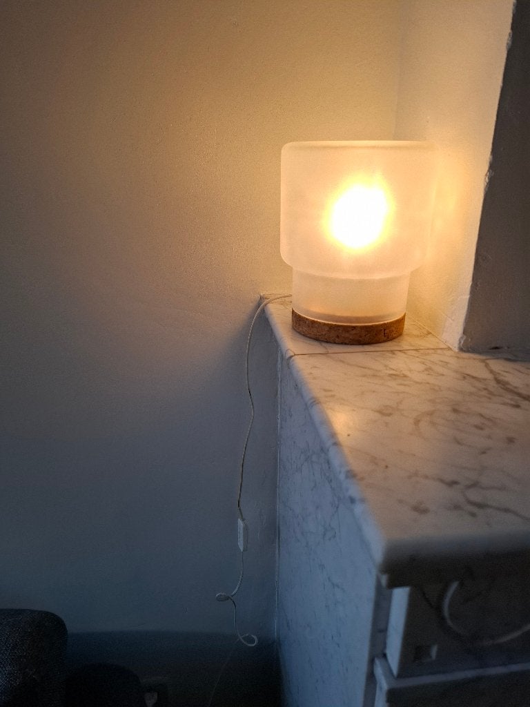 Lamp en bijpassende pot, Huis en Inrichting, Ophalen, Gebruikt, Glas, Minder dan 50 cm