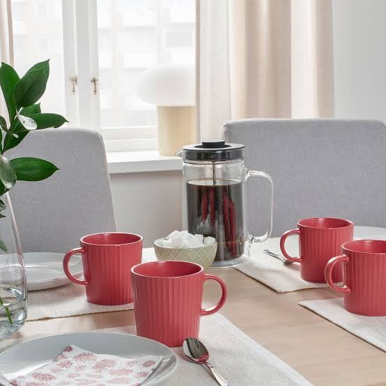 8 nieuwe roze mokken met reliëf, Maison & Meubles, Cuisine | Vaisselle, Mug, Poterie, IKEA, Comme neuf