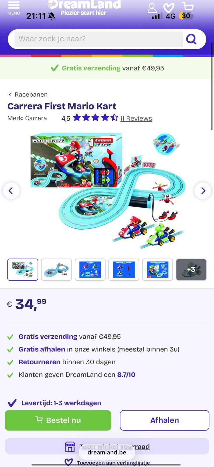 Mario racebaan nieuw, Ophalen