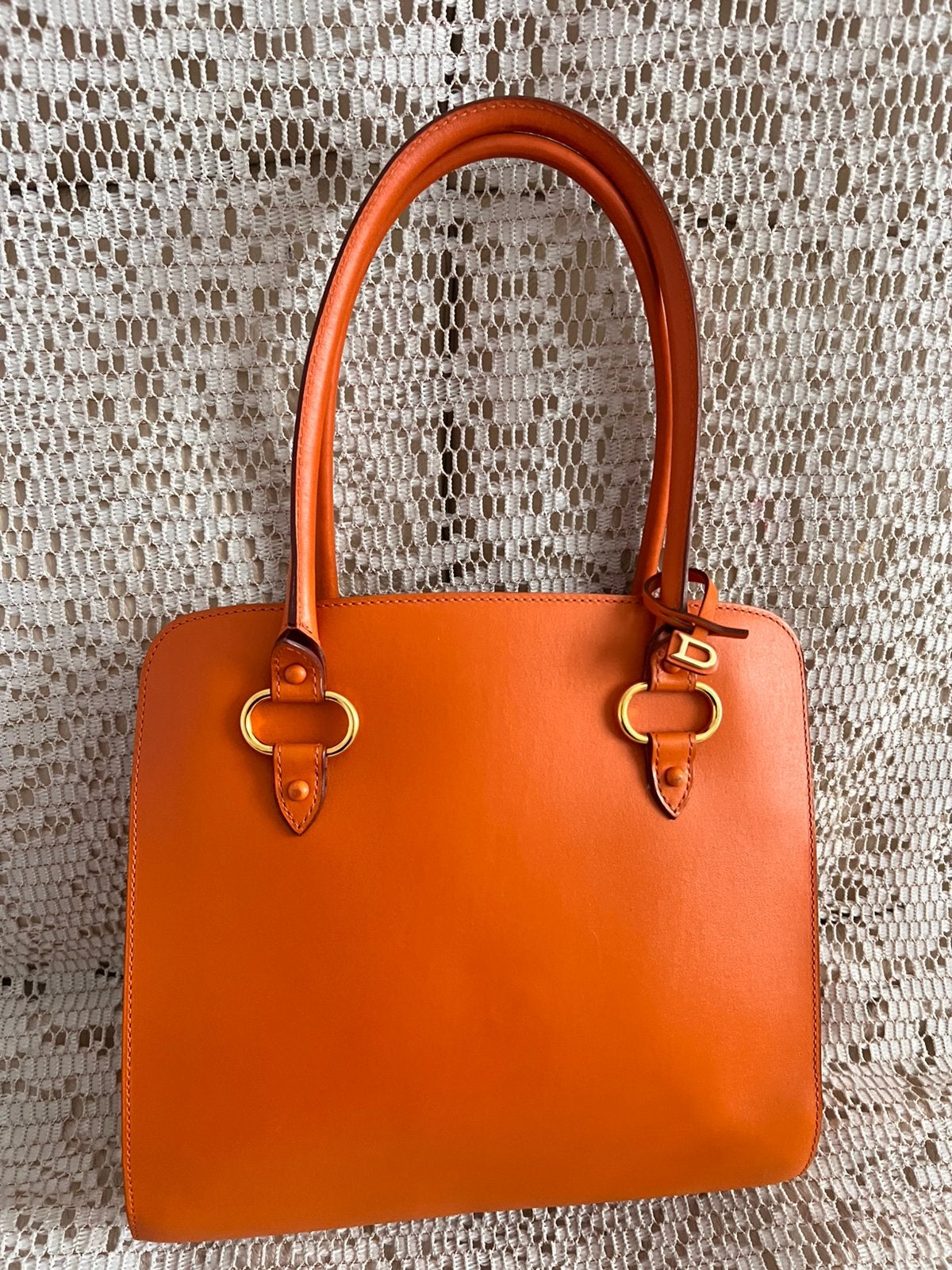 Sac DELVAUX modèle Sepia cuir tangerine, Enlèvement ou Envoi, Comme neuf, Orange