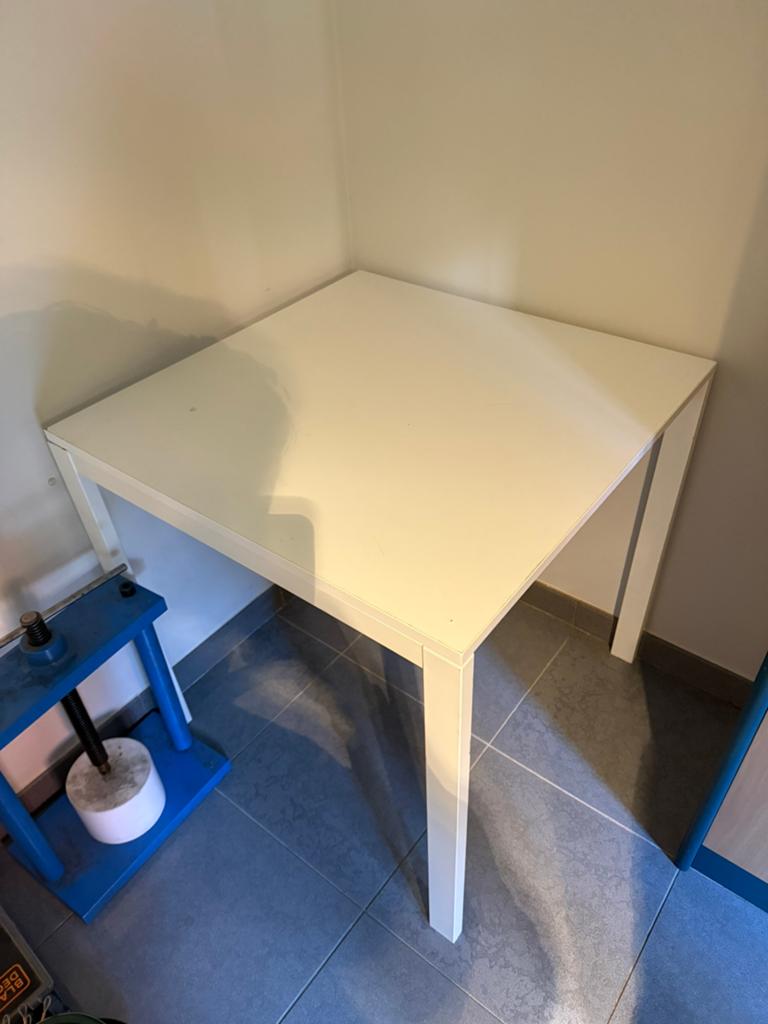 Tafeltje wit 75 op 75, Huis en Inrichting, Gebruikt, 50 tot 100 cm, Vierkant, 50 tot 100 cm