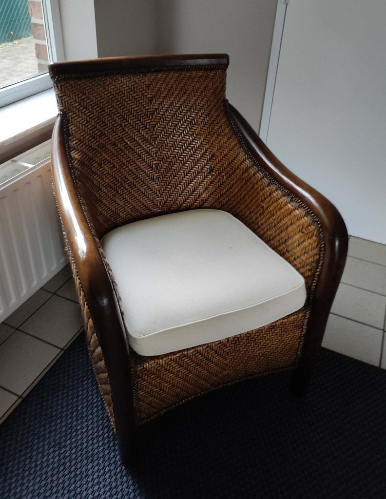 Comfortabele stevige zetel/stoel/fauteuil in nieuwstaat, Enlèvement, Comme neuf, Bois