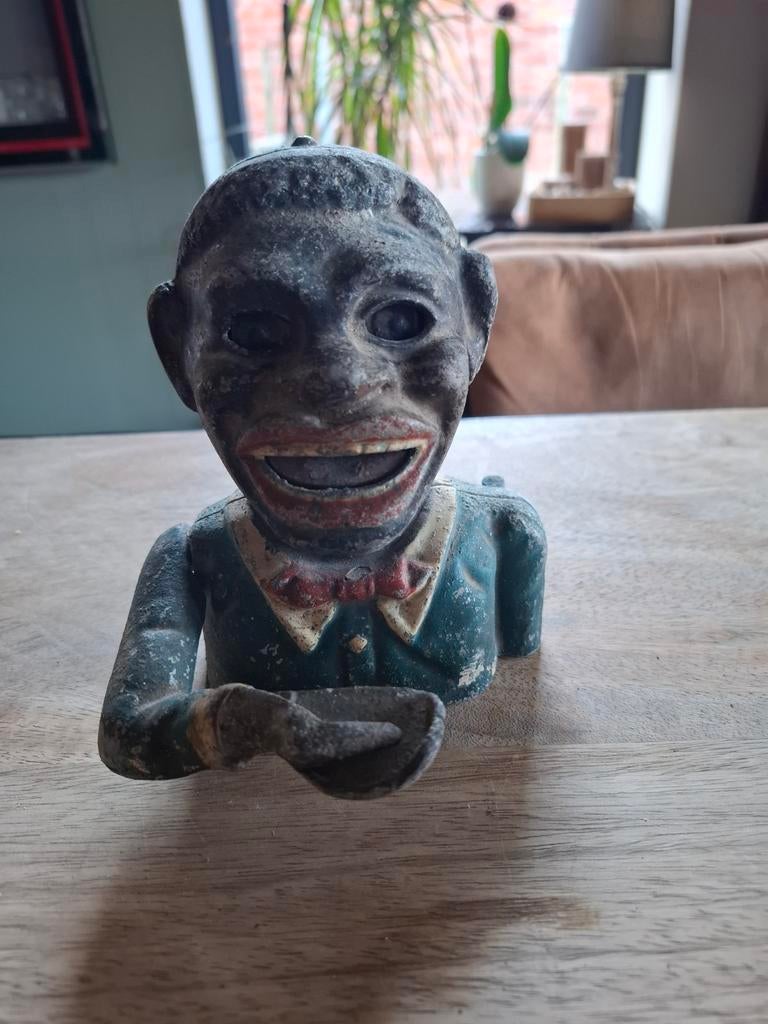Mechanische gietijzeren spaarpot – vintage stijl –, Collections, Statues & Figurines, Enlèvement