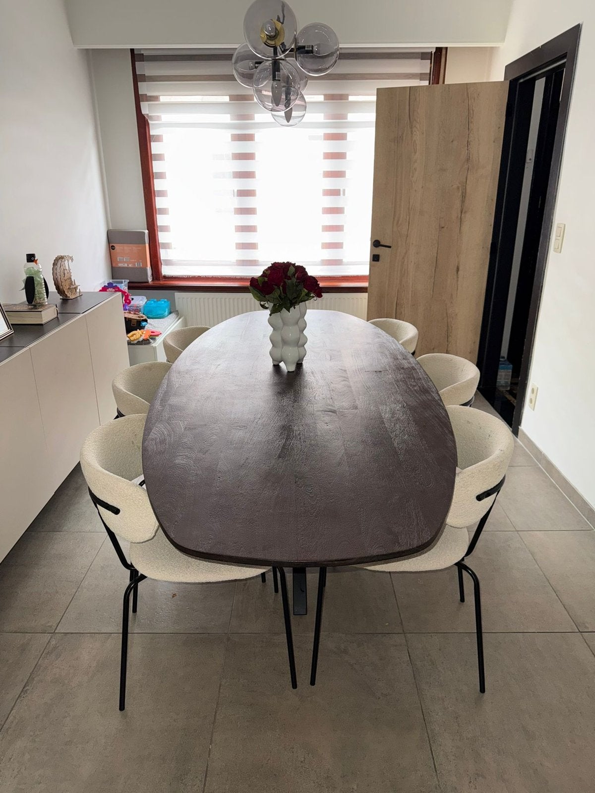 Mango hout ovaal eettafel, Enlèvement, Comme neuf, Ovale