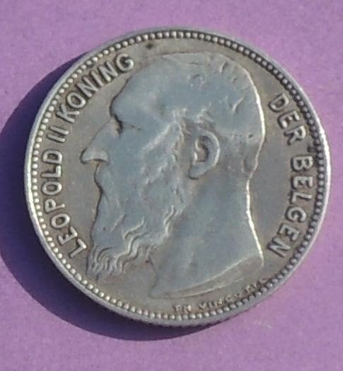1909 1 frank Léopold 2 SANS POINT TH, Verzenden, Zilver, Losse munt