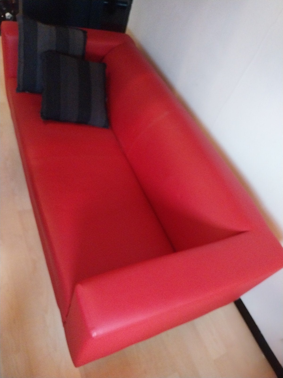 Rode neplederen sofa, 2-zits. heel goede staat!, Ophalen, Zo goed als nieuw, Tweepersoons, 150 tot 200 cm