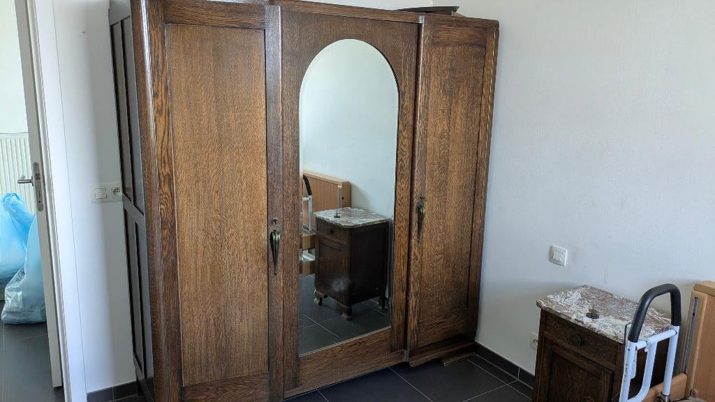 Eikenhouten spiegelkast, Enlèvement, Utilisé, Chêne, Avec tablette(s)