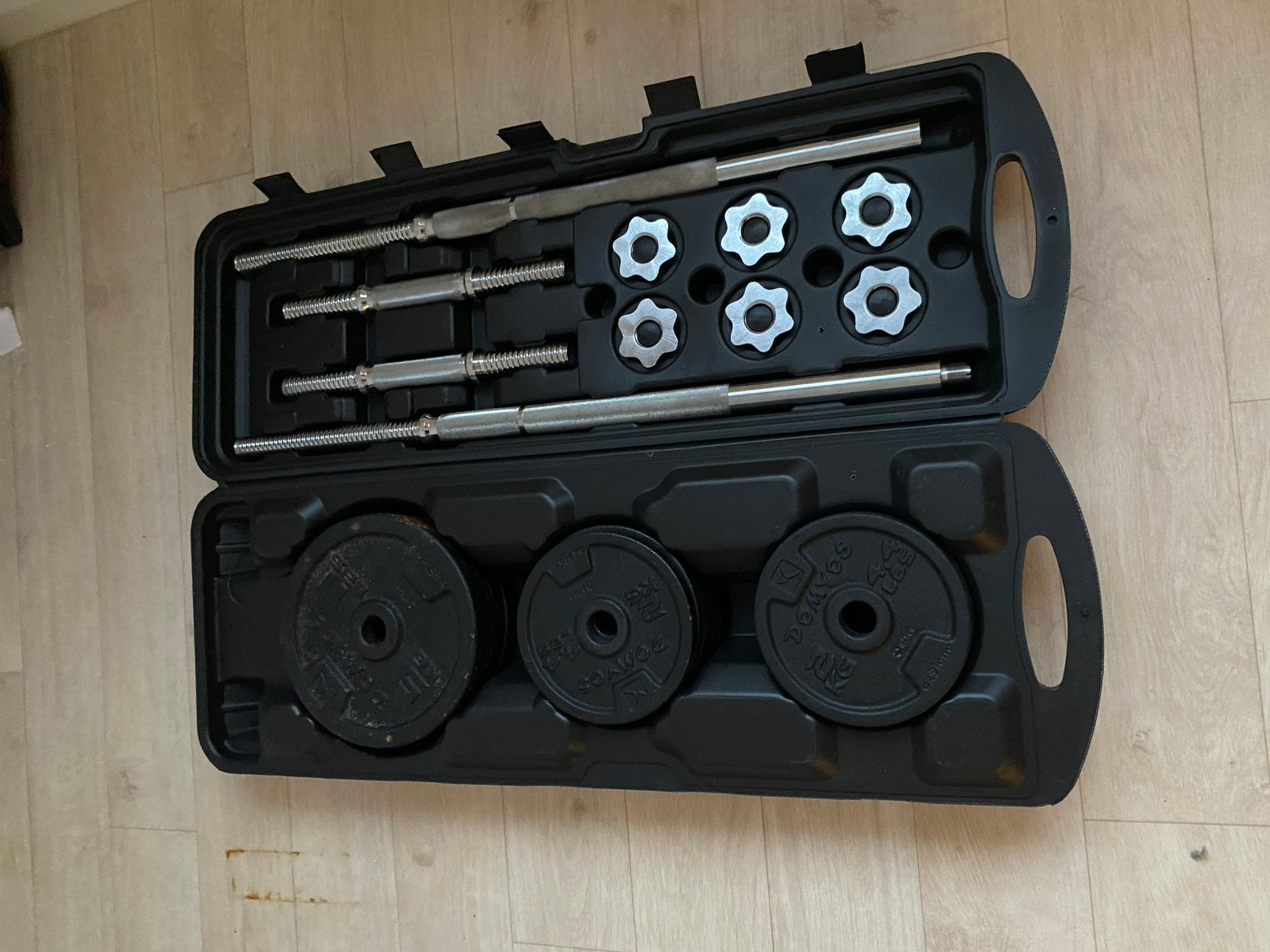 Set d'haltères avec haltères 50 kg, Sports & Fitness, Enlèvement ou Envoi, Utilisé