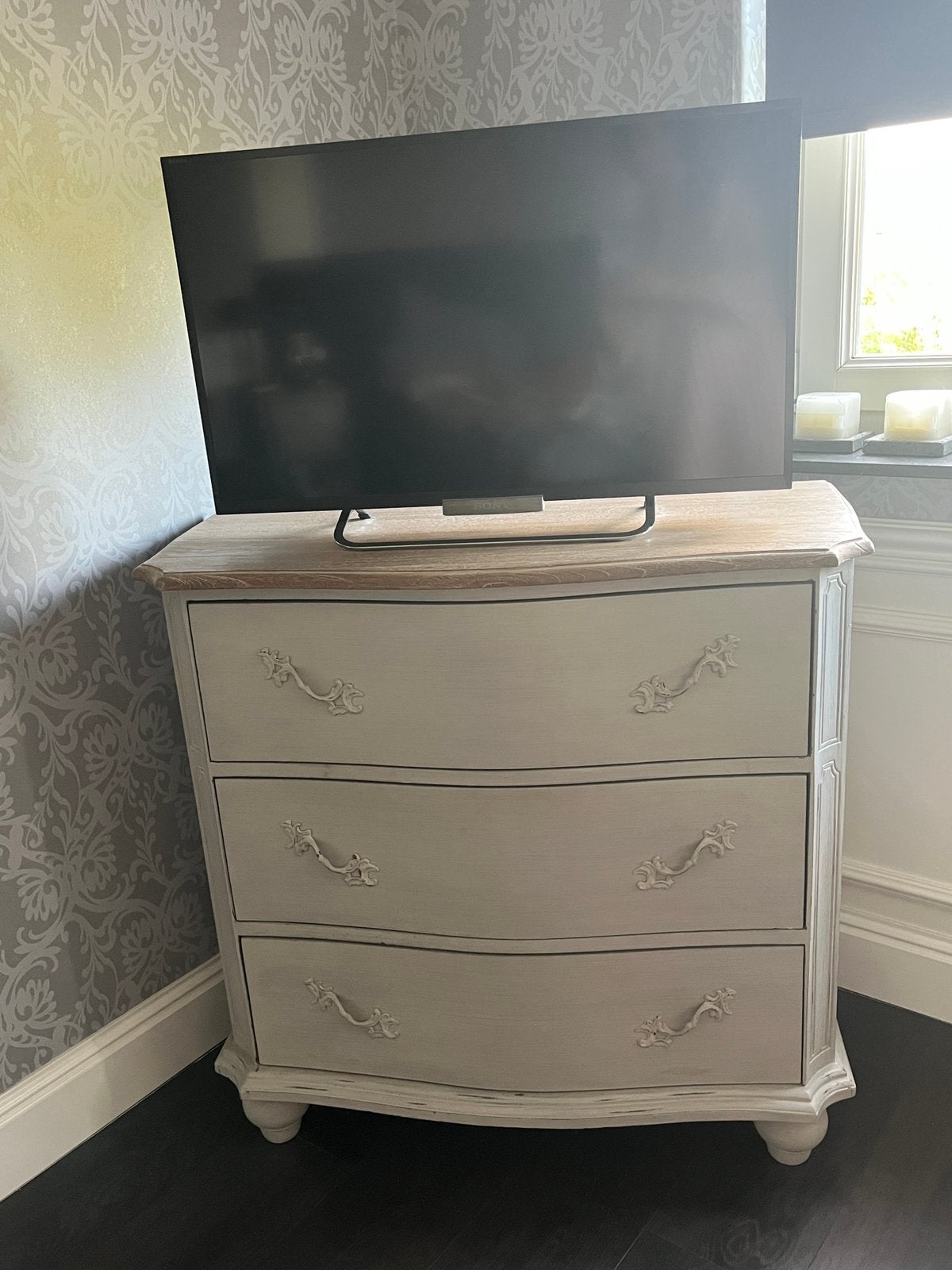 Mooie brocante ladekast/commode - 3 lades- landelijk - 90cm, Ophalen, Gebruikt, 50 tot 100 cm, 3 of 4 laden