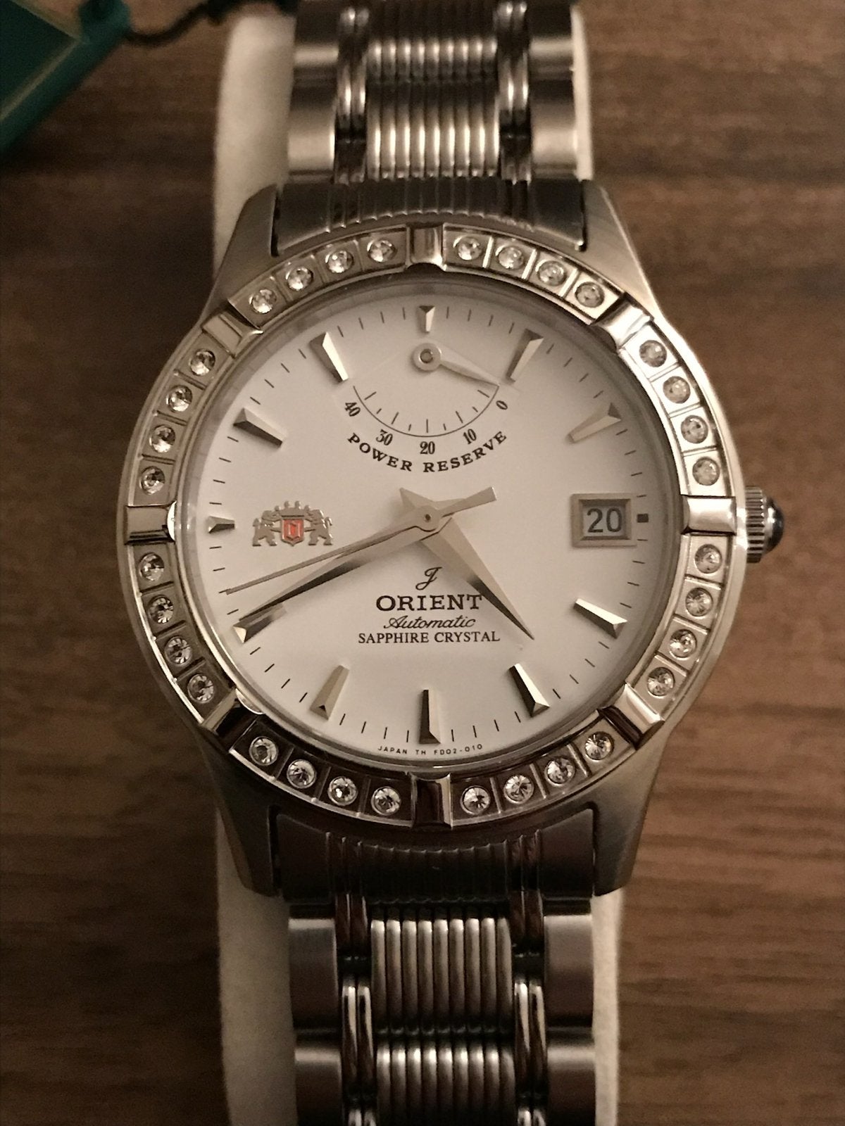 Prachtige nieuwe oriënt Saffier Power Reserve compleet doos, Staal, Staal, Polshorloge, Nieuw