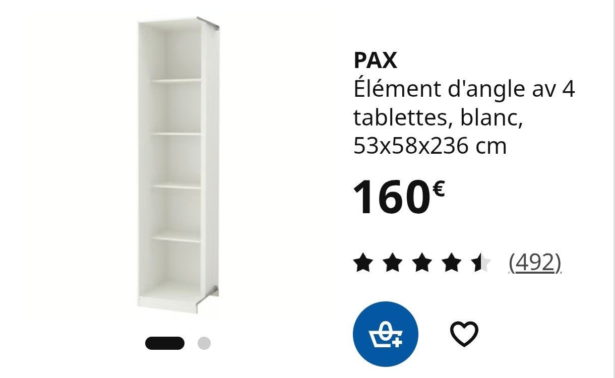 Ikea pax élément d'angle en 236cm, Maison & Meubles