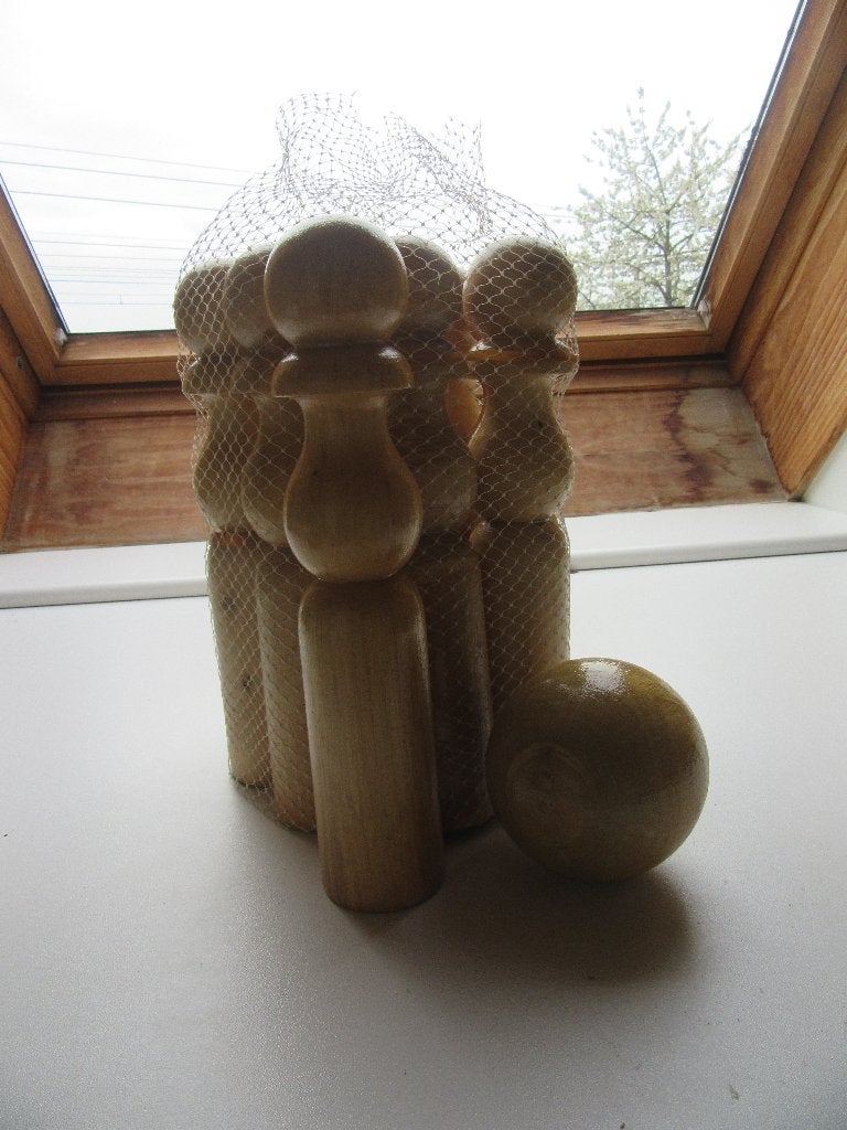 retro houten kegelspel, Kinderen en Baby's, Speelgoed | Houten speelgoed, Ophalen of Verzenden, Zo goed als nieuw, Overige typen