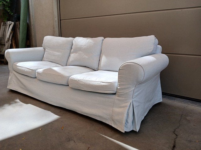 canapé Ikéa 3 pl bleu clair, 200 à 250 cm, Banc droit, Contemporain, Enlèvement