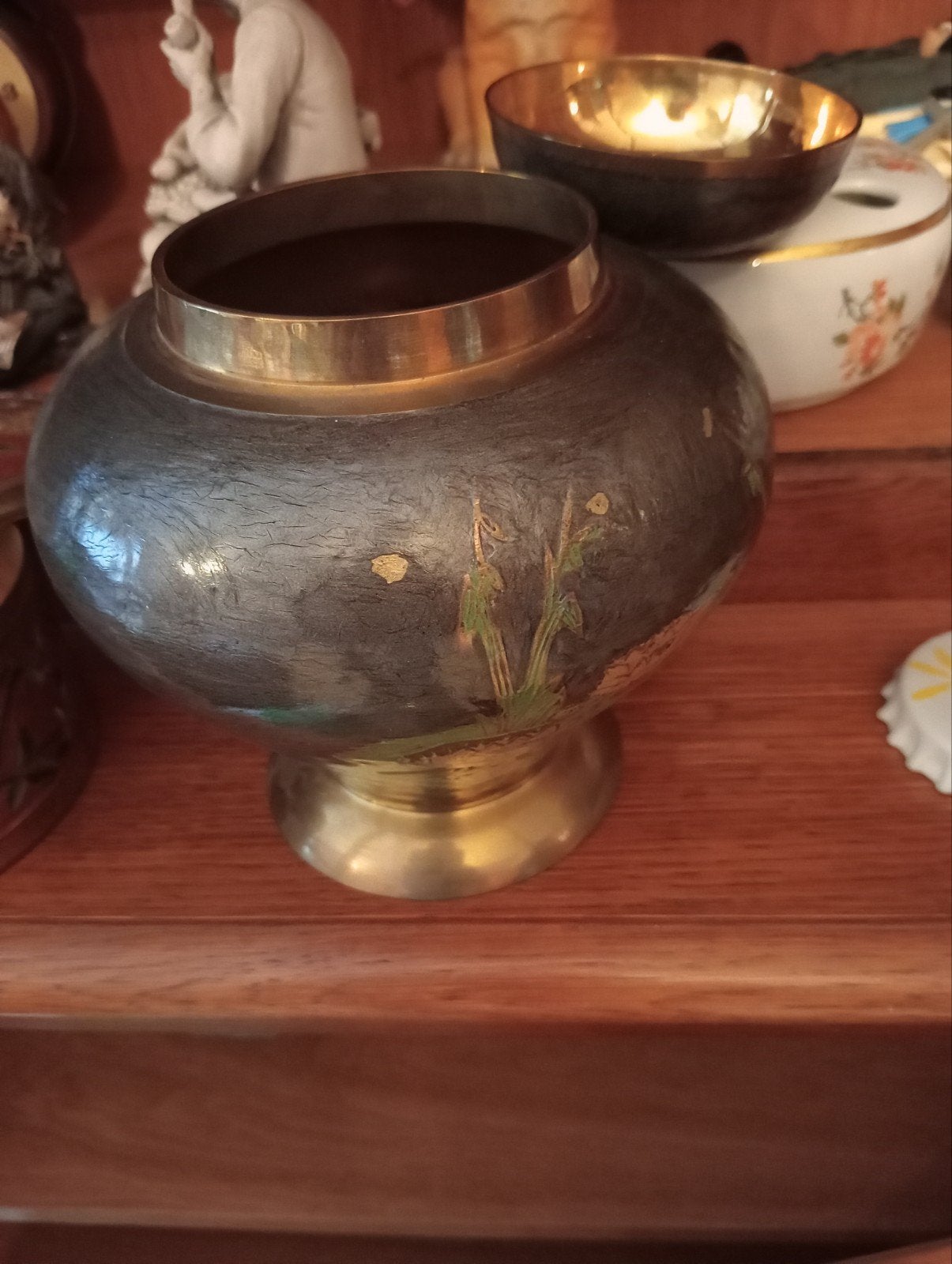 pot en cuivre antique avec couvercle, Enlèvement ou Envoi