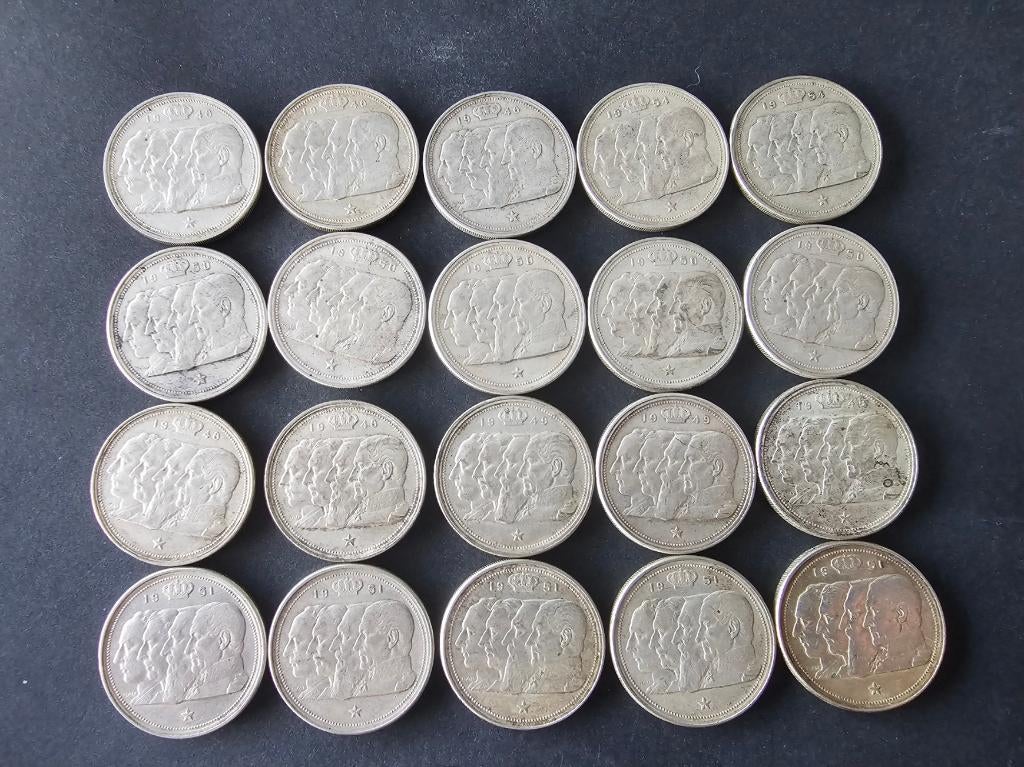 20 pièces 100 francs argent Léopold III (Lot 1), Enlèvement ou Envoi, Monnaie en vrac, Argent, Argent