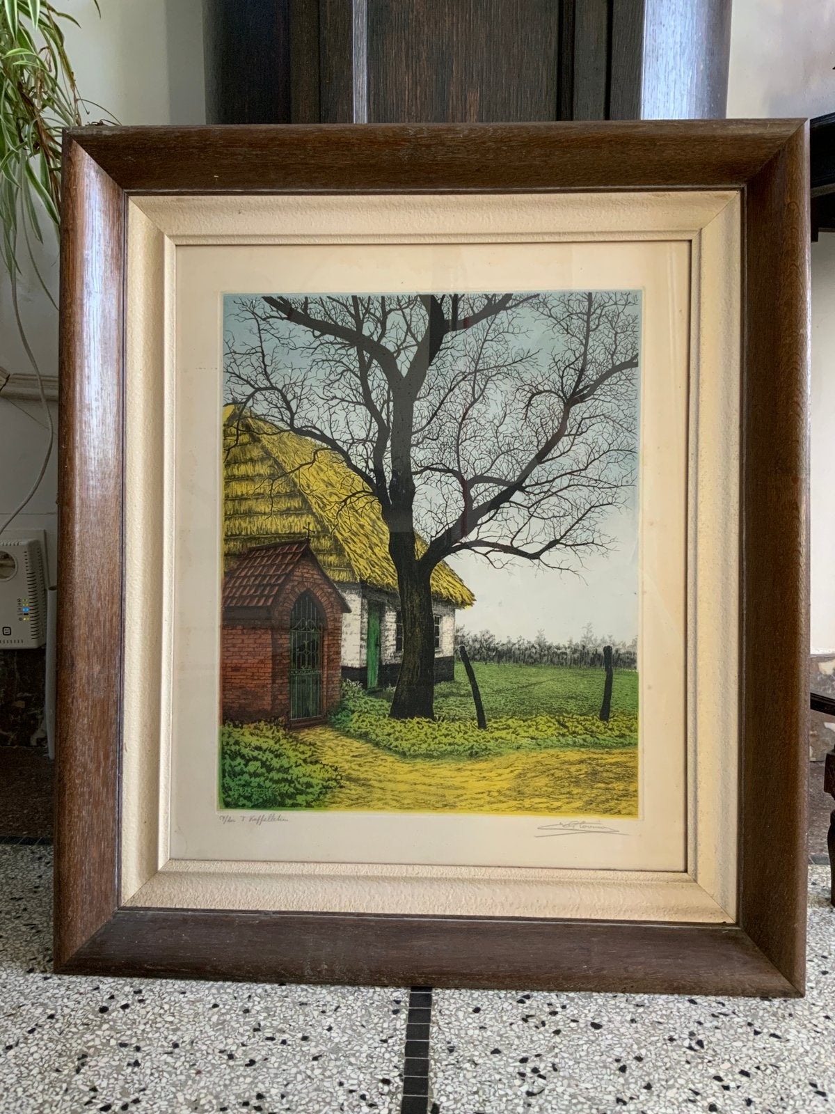 Ets Emiel De Cooman ‘T Kappelleken, Antiek en Kunst, Kunst | Schilderijen | Klassiek, Ophalen, Achter glas, Gemengde techniek