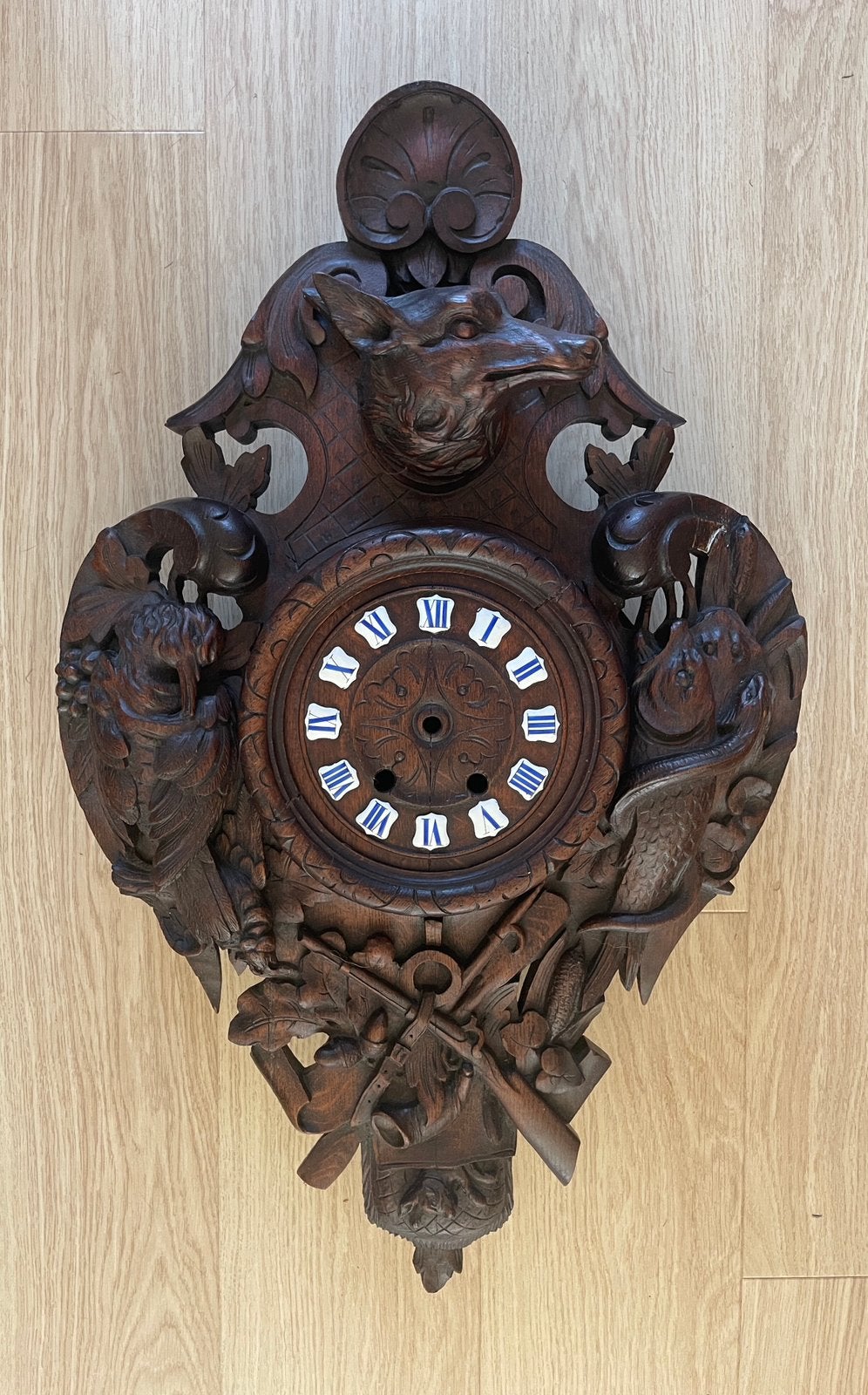 Prachtige jachtklok kast zonder mechanisme, 75 cm, Antiek en Kunst, Ophalen
