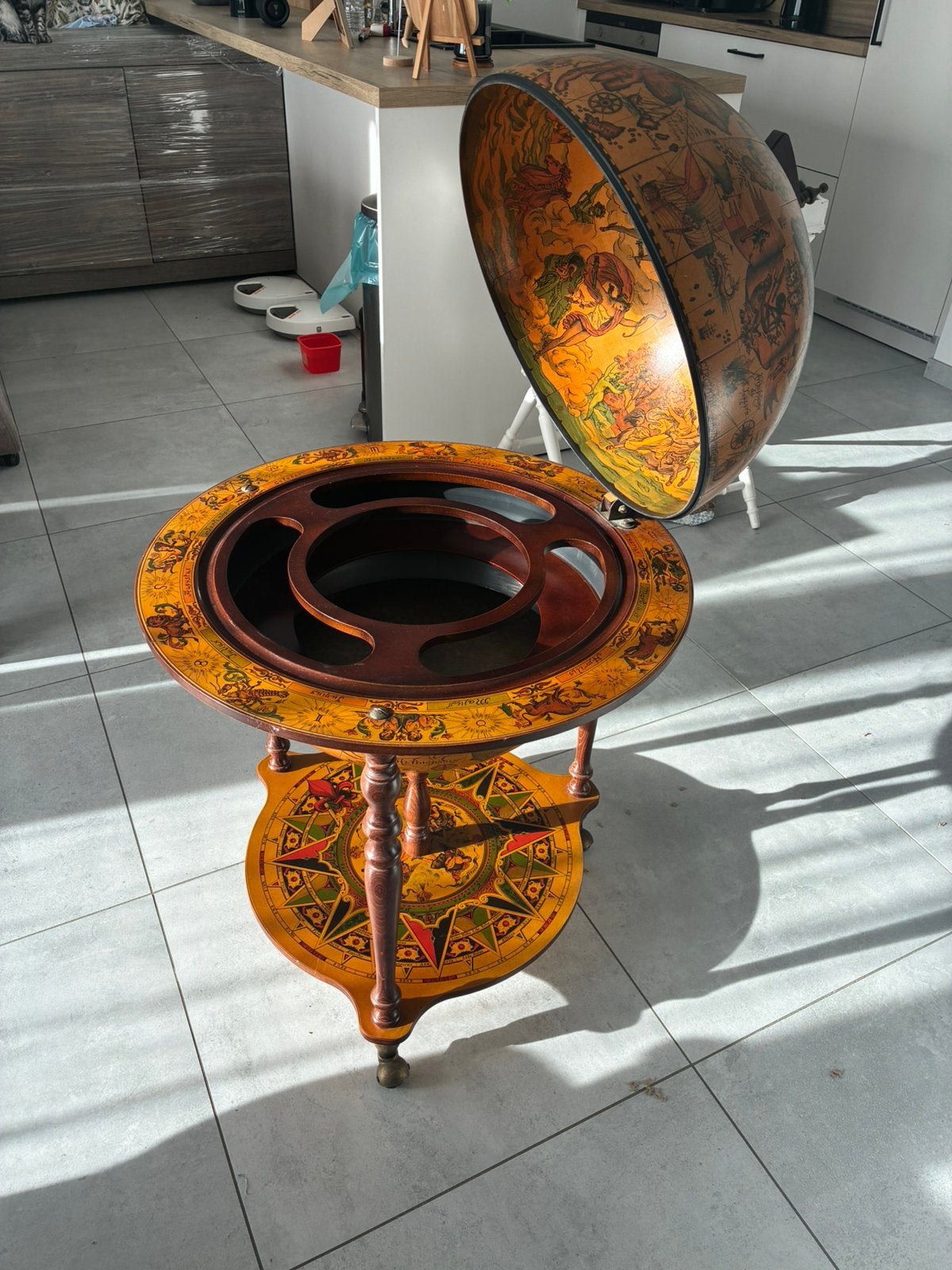Vintage Globe Wereldbol Bar op wieltjes, Huis en Inrichting, Ophalen, Gebruikt