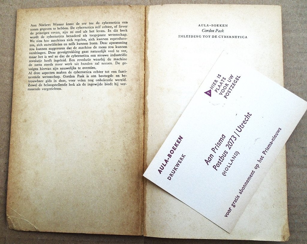 Inleiding tot de cybernetica - 1965 -Gordon Pask(1928-1996), Livres, Enlèvement ou Envoi, Langage de programmation ou Théorie