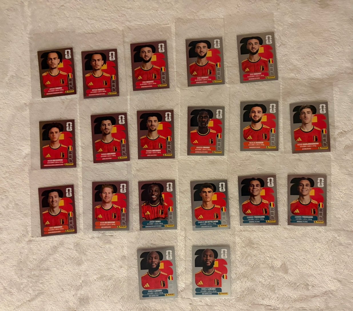 Autocollants argentés belges Panini WK 26 19 pièces, Enlèvement ou Envoi, Neuf, Sport