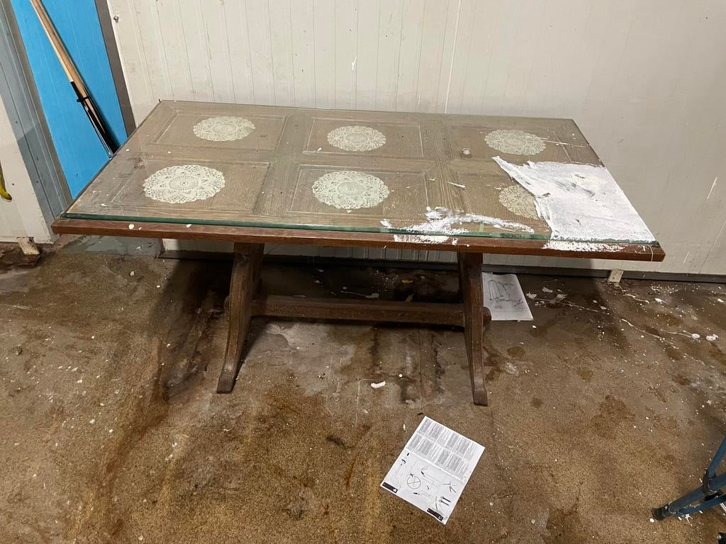 Gratis tafel met glazen blad – zelf ophalen, Ophalen, Gebruikt, Glas