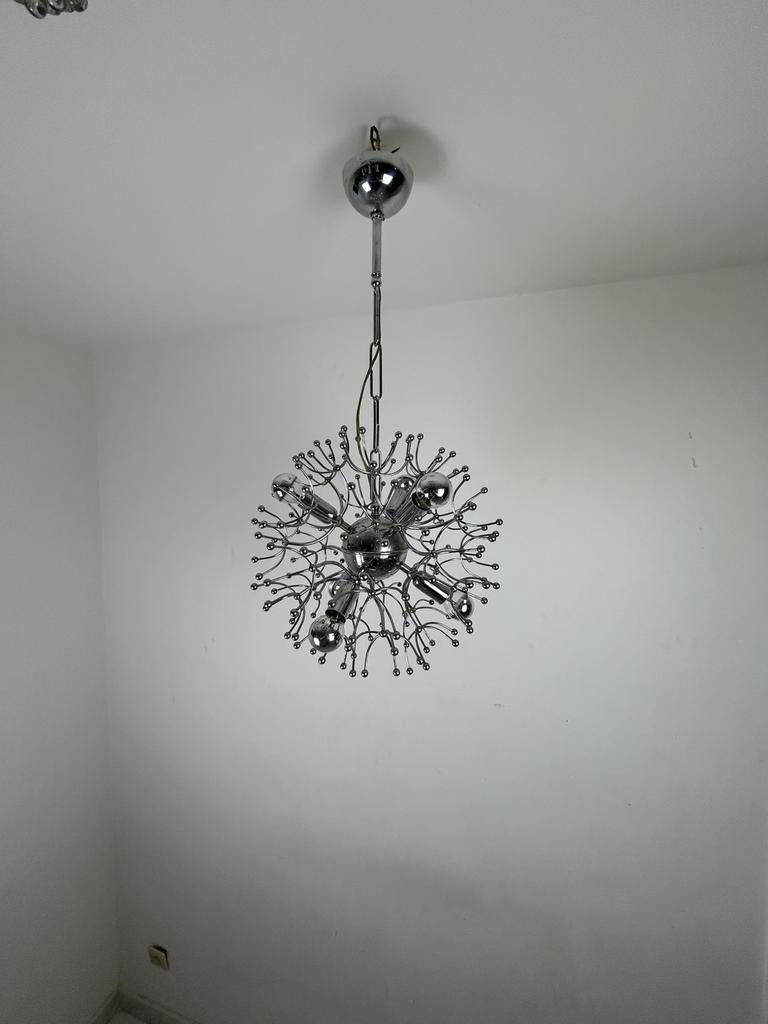 Vintage Sciolari sputnik lamp chroom, Huis en Inrichting, Gebruikt, Design, Ophalen of Verzenden, Metaal