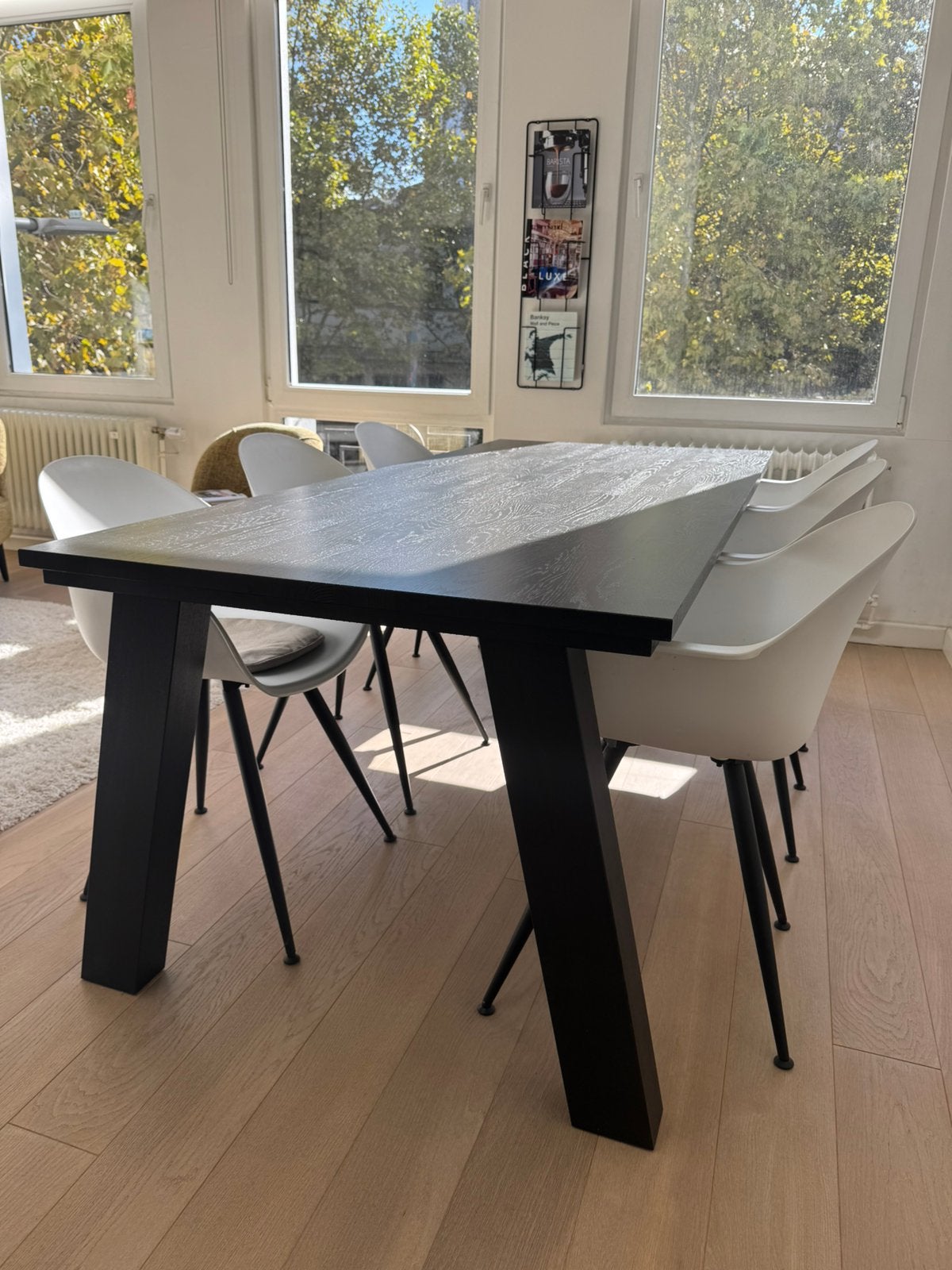 Eettafel massief hout met zes stoelen, Ophalen, Zo goed als nieuw