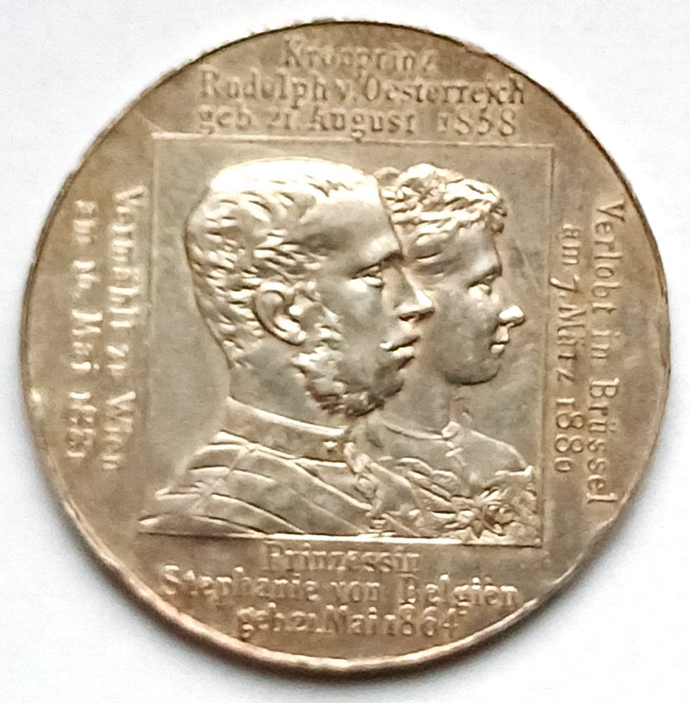 medaille 1881 huwelijk prinses stefanie v belgie +  rudolf, Postzegels en Munten, Penningen en Medailles, Ophalen of Verzenden