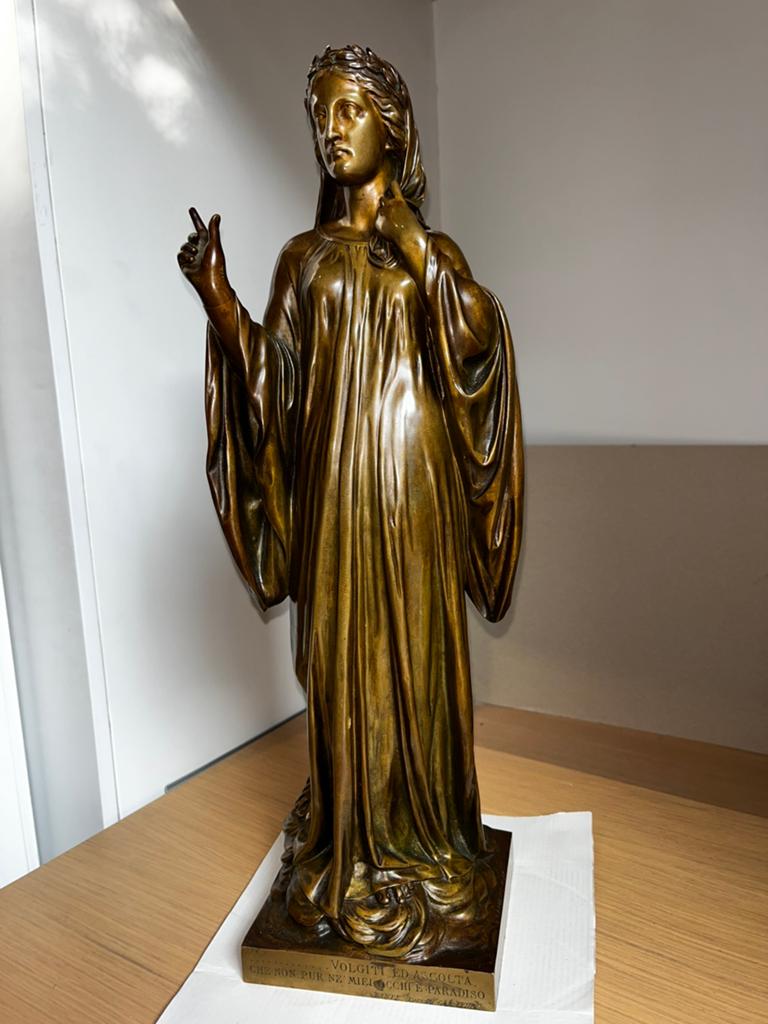 J. CAMBOS antiek XIXe bronzen BEATRICE 'La Vita Nuova' Dante, Enlèvement, Brons, Statue
