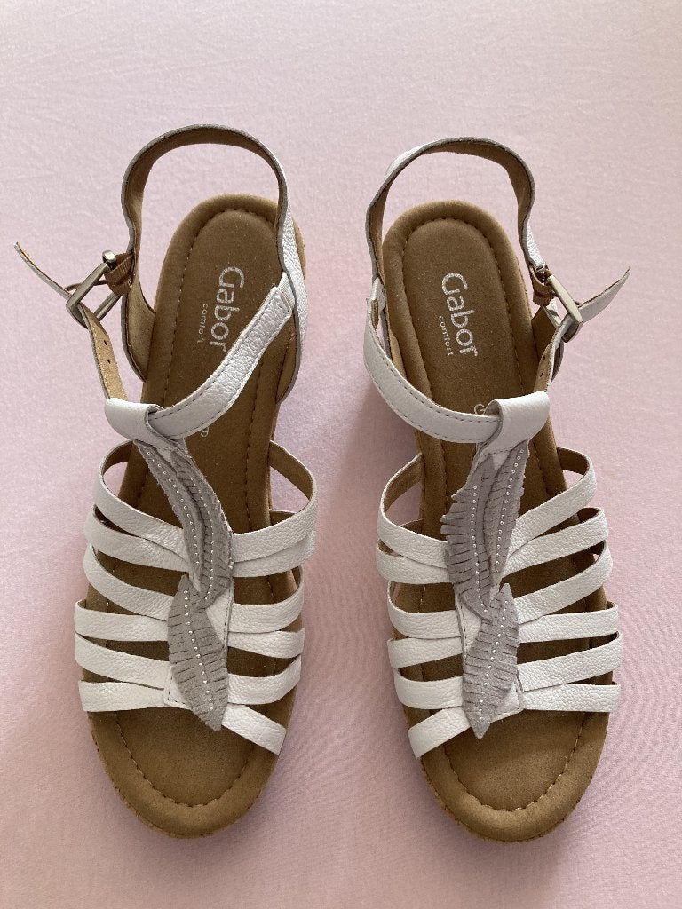 GABOR witte sandalen met kurken blokhak (nieuw) maat 9, Wit, Gabor, Nieuw, Sandalen of Muiltjes