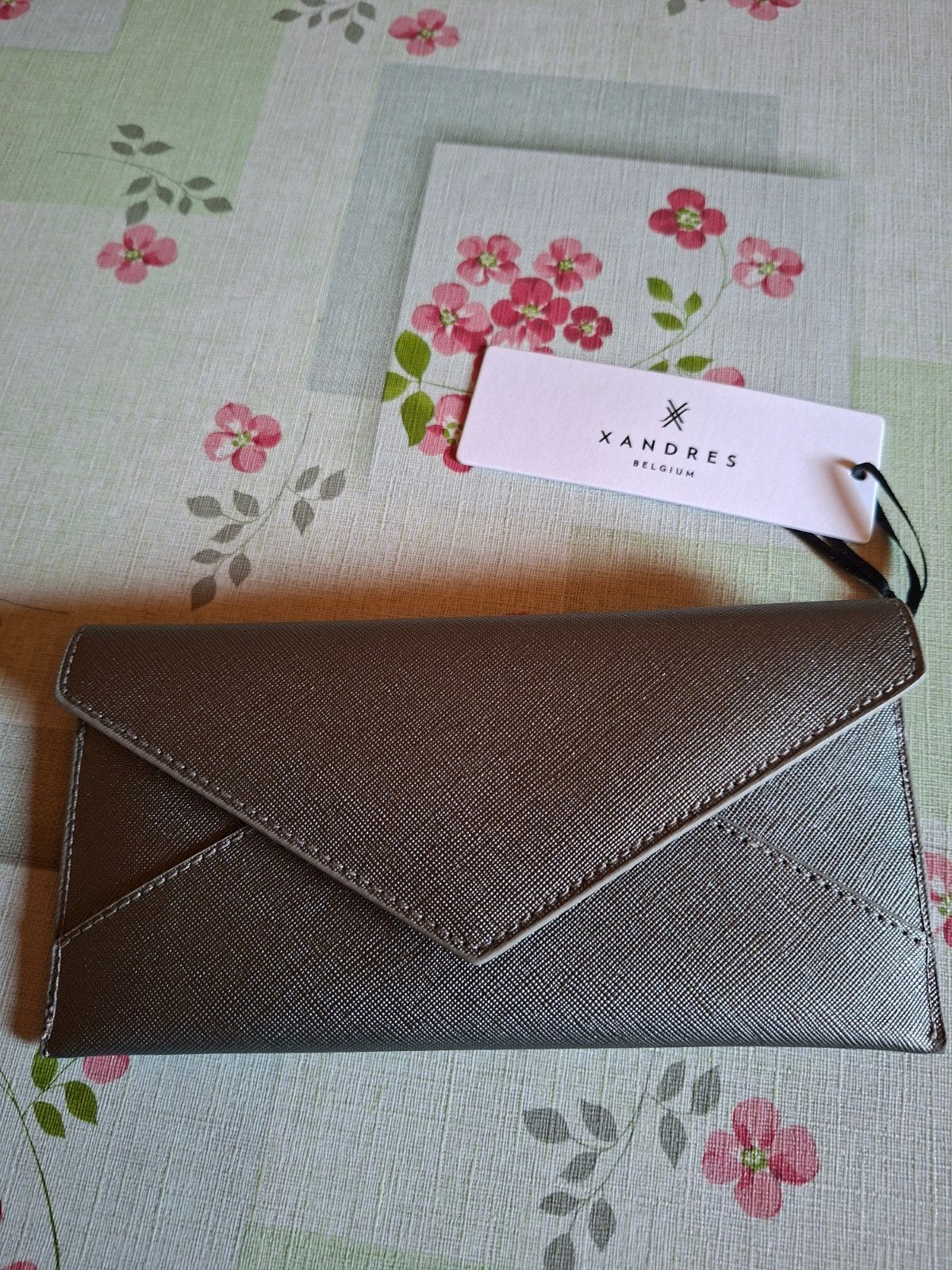 Grijze saffiano damesportefeuille van Xandres, Handtassen en Accessoires, Ophalen, Leder