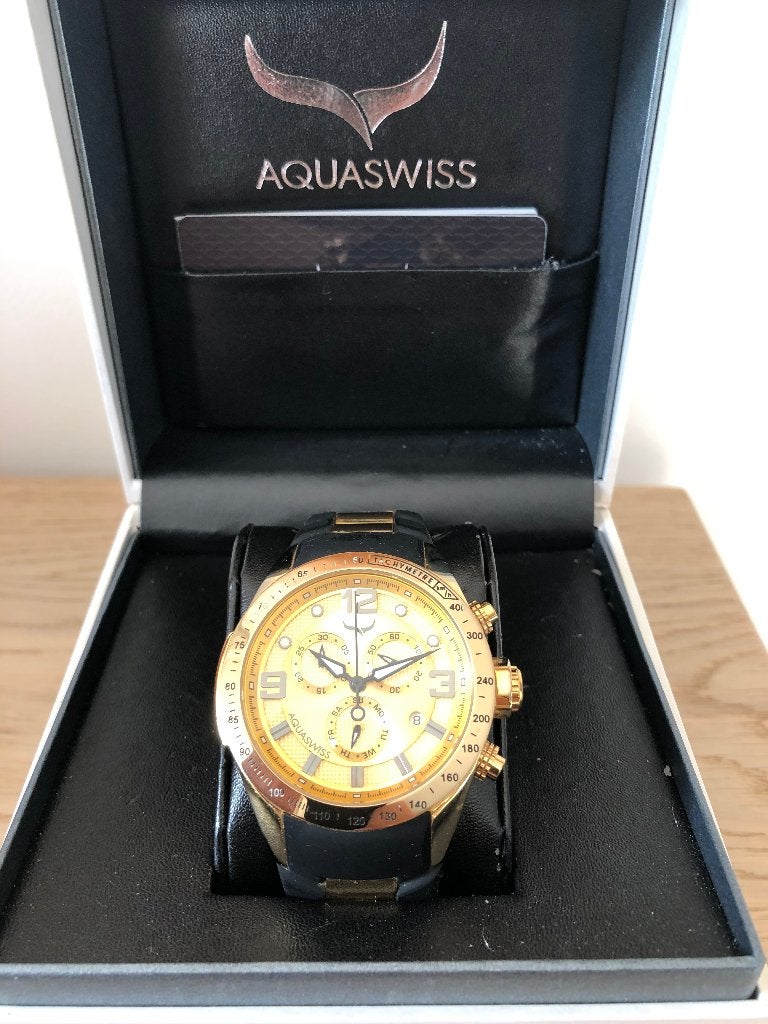 Heren uurwerk Aquaswiss, Ophalen, Staal, Polshorloge, Nieuw