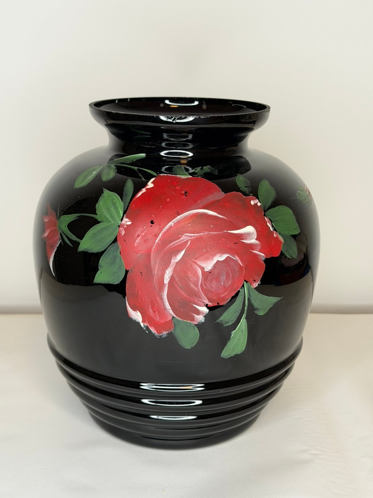 Art deco zwarte vaas - vermoedelijk Booms glas - 25 cm, Antiek en Kunst, Ophalen of Verzenden