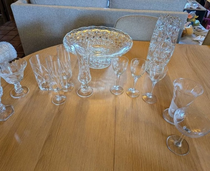 Lot brocante. verre et cristal. 60 pièces. parfait état, Antiquités & Art, Enlèvement