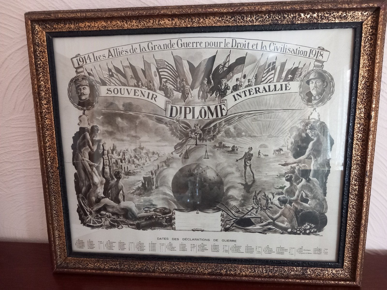 Diploma ter herdenking van de Grote Oorlog 1914-1918, Antiek en Kunst, Kunst | Tekeningen en Fotografie, Ophalen