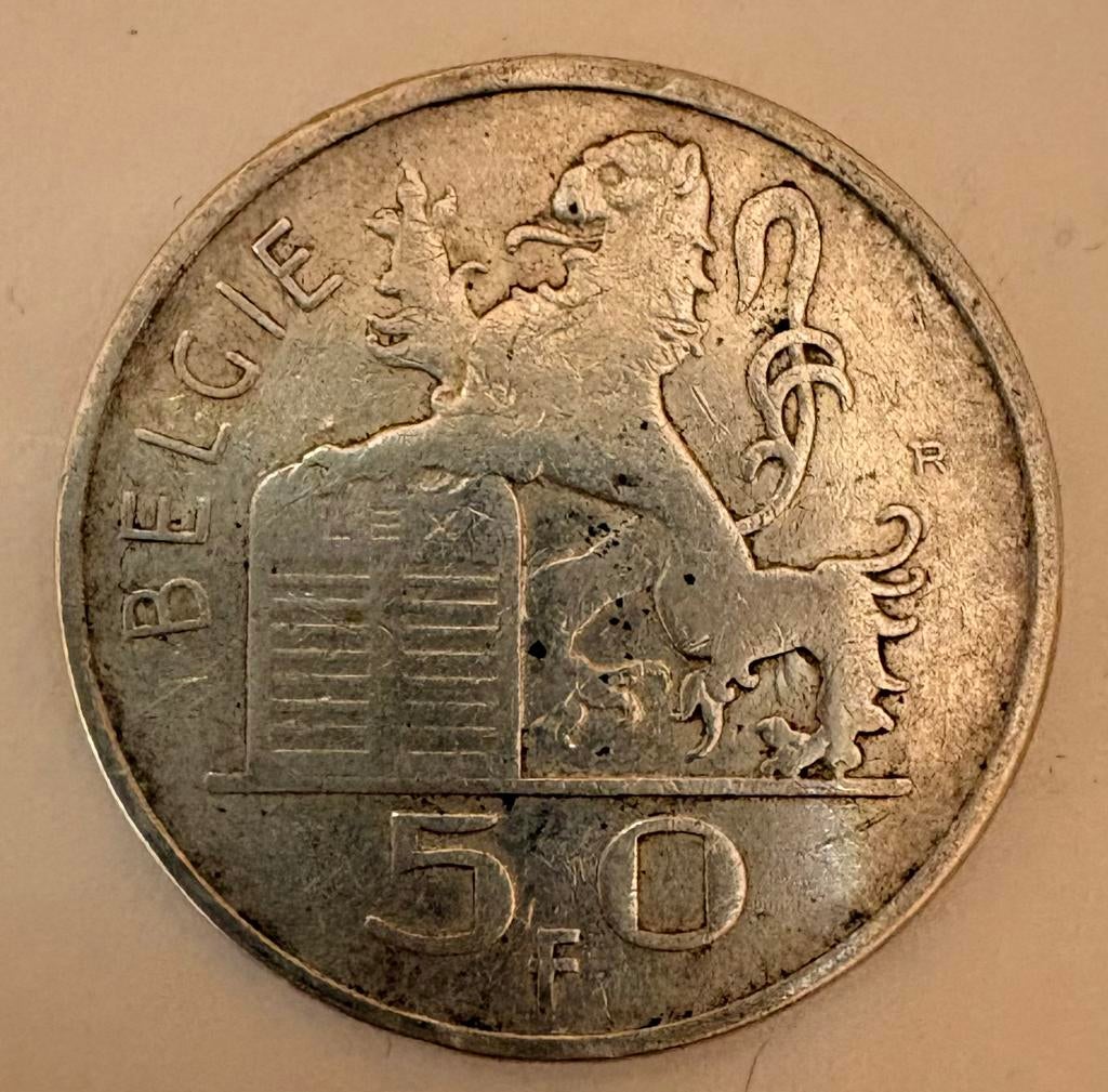 Silver 50F Belgique, Timbres & Monnaies, Monnaies | Belgique, Enlèvement ou Envoi, Argent